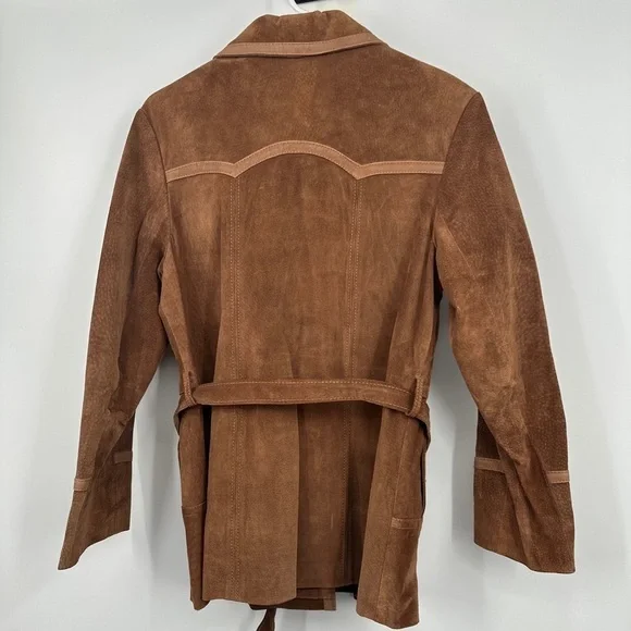 VINTAGE 80'S GOLDEN LEAF CHINA SuedeLEATHER COAT SPORTS BLAZER JACKET SIZE 40